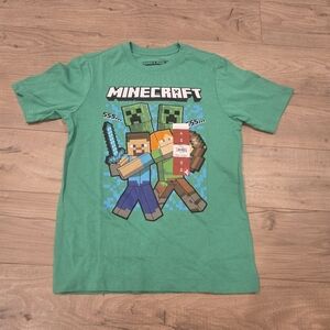NWT Minecraft boys short sleeved Kelly green crewneck graphic shirt size M (8)
